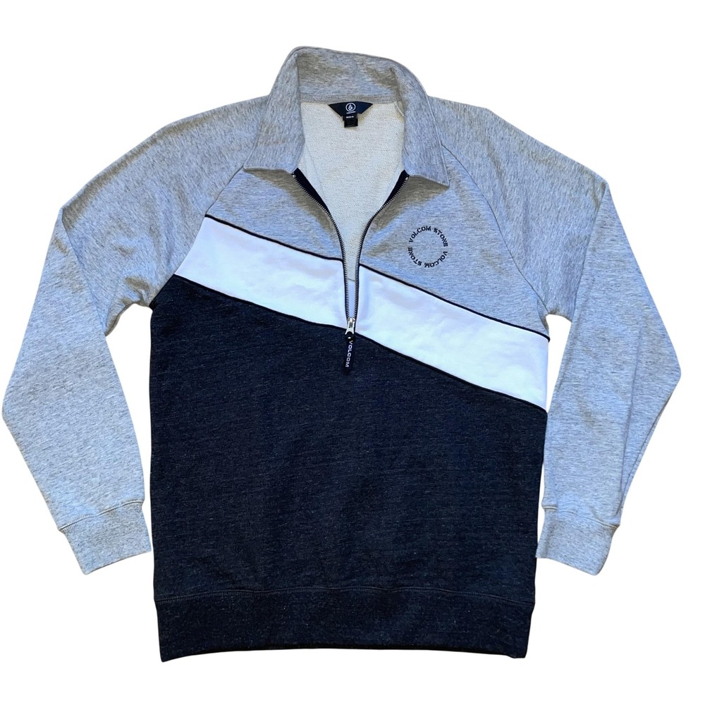 NWT Volcom Sweatshirt Mens M Colorblock Half Zip Pullover Sweater Skate Y2K Gray